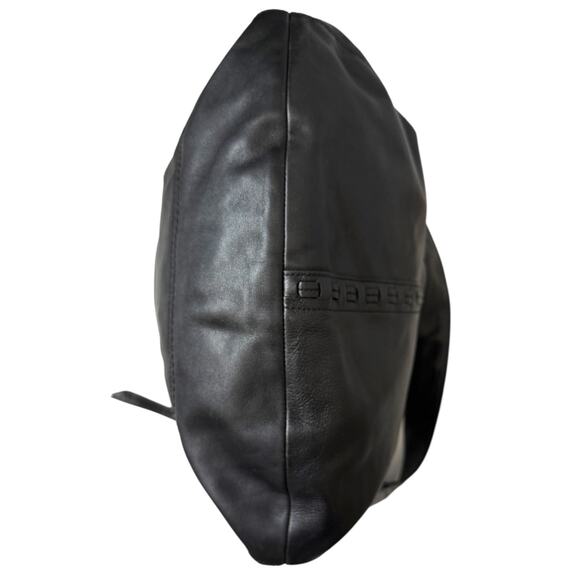 COACH F13108 SoHo Black Leather Whipstitch Wide Buckle Strap Shoulder Bag Large - Picture 7 of 16